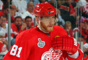 DETROIT - JUNE 12:  Marian Hossa #81 of the Detroit Red Wings look on during Game Seven of the 2009 NHL Stanley Cup Finals at Joe Louis Arena on June 12, 2009 in Detroit, Michigan.  (Photo by Jim McIsaac/Getty Images)