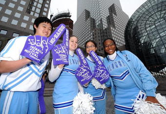 NEW YORK - APRIL 26:  The Columbia University Cheerleaders attend Tribeca Drive-In Presents Fan's Favorite Football Flick held at the North Cove, World Financial Center during the 2008 Tribeca Film Festival on April 26, 2008 in New York City.  (Photo by Brad Barket/Getty Images for Tribeca Film Festival)