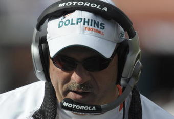 MIAMI, FL - JANUARY 4:  Coach Tony Sparano of the Miami Dolphins directs play against the Baltimore Ravens in an NFL Wildcard Playoff Game at Dolphins Stadium on January 4, 2009 in Miami, Florida.  (Photo by Al Messerschmidt/Getty Images) 