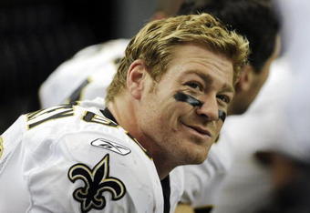 ATLANTA - NOVEMBER 9: Tight end Jeremy Shockey #89 of the New Orleans Saints watches play against the Atlanta Falcons at the Georgia Dome on November 9, 2008 in Atlanta, Georgia.  (Photo by Al Messerschmidt/Getty Images) 