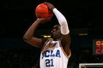 WESTWOOD, CA - MARCH 05:  Jrue Holiday #21 of the UCLA Bruins shoots the outside jump shot in the second half during their NCAA basketball game against the UCLA Bruins at Pauley Pavilion on March 5, 2009 in Westwood, California. The Bruins defeated the Beavers 79-54. (Photo by Victor Decolongon/Getty Images)