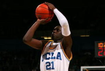 WESTWOOD, CA - MARCH 05:  Jrue Holiday #21 of the UCLA Bruins shoots the outside jump shot in the second half during their NCAA basketball game against the UCLA Bruins at Pauley Pavilion on March 5, 2009 in Westwood, California. The Bruins defeated the Beavers 79-54. (Photo by Victor Decolongon/Getty Images)