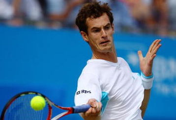 LONDON, ENGLAND - JUNE 14:  Andy Murray of Great Britain plays a forehand during the men's final match against James Blake of USA on Day 7 of the AEGON Championship at Queens Club on June 14, 2009 in London, England.  (Photo by Julian Finney/Getty Images)