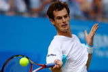 LONDON, ENGLAND - JUNE 14:  Andy Murray of Great Britain plays a forehand during the men's final match against James Blake of USA on Day 7 of the AEGON Championship at Queens Club on June 14, 2009 in London, England.  (Photo by Julian Finney/Getty Images)