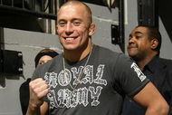TORONTO - FEBRUARY 5:  Ultimate Fighter Georges St-Pierre attends the Toronto Maple Leafs game against the Florida Panthers during a fight during their NHL game at the Air Canada Centre February 5, 2008 in Toronto, Ontario, Canada. (Photo By Dave Sandford/Getty Images)
