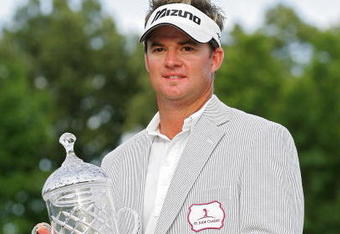 MEMPHIS, TN - JUNE 14:  Brian Gay of the United States holds the trophy after winning the St. Jude Classic at TPC Southwind held on June 14, 2009 in Memphis, Tennessee.  (Photo by Michael Cohen/Getty Images)