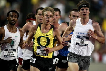 EUGENE, OR - JUNE 27:  Bolota Asmerom (L), Galen Rupp (C) and Kyle King (R) compete in the men's 5,000 meter preliminary round during day one of the U.S. Track and Field Olympic Trials at Hayward Field on June 27, 2008 in Eugene, Oregon.  (Photo by Jonathan Ferrey/Getty Images)