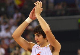 BEIJING - AUGUST 24:  Ricky Rubio #6 of Spain reacts after the United States won 118-107 in the gold medal game during Day 16 of the Beijing 2008 Olympic Games at the Beijing Olympic Basketball Gymnasium on August 24, 2008 in Beijing, China.  (Photo by Phil Walter/Getty Images)