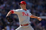 DENVER - APRIL 10:  J.A. Happ #43 of the Philadelphia Phillies pitches in relief against the Colorado Rockies during MLB action on Opening Day at Coors Field on April 10, 2009 in Denver, Colorado. The Rockies defeated the Phillies 10-3.  (Photo by Doug Pensinger/Getty Images)