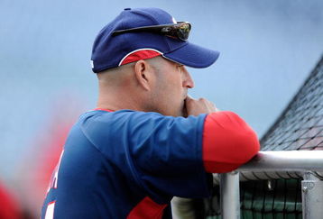 WASHINGTON - APRIL 16:  Manager Manny Acta of the Washington Nationals watches batting practice before the game against the Philadelphia Phillies at Nationals Park on April 16, 2009 in Washington, DC.  (Photo by Greg Fiume/Getty Images)