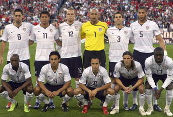 NASHVILLE, TN - APRIL 1:  (L-R, Back to Front Row) Clint Dempsey #8, Brian Ching #11, Michael Bradley #12, goalkeeper Tim Howard #1, Carlos Bocanegra #3, Oguchi Onyewu #5, DaMarcus Beasley #7, Pablo Mastroeni #4, Landon Donovan #10, Frankie Hejduk #2 and Jozy Altidore #17 of the United States pose for a team photo prior to a FIFA 2010 World Cup Qualifying match against Trinidad and Tobago on April 1, 2009 at LP Field in Nashville, Tennessee. The United States defeated Trinidad and Tobago 3-0. (Photo by Jonathan Daniel/Getty Images)