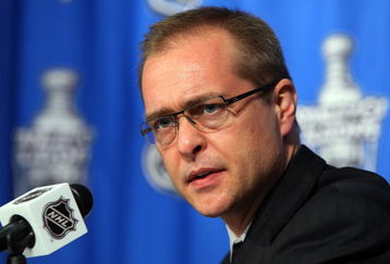 RALEIGH, NC - MAY 26: Head coach Paul Maurice of the Carolina Hurricanes speaks to the media after losing to the Pittsburgh Penguins after Game Four of the Eastern Conference Championship Round of the 2009 Stanley Cup Playoffs at RBC Center on May 26, 2009 in Raleigh, North Carolina.  (Photo by Jim McIsaac/Getty Images)