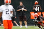 BEREA, OH - MAY 02: Head coach Eric Mangini of the Cleveland Browns looks on  during rookie mini camp at the Cleveland Browns Training and Administrative Complex on May 2, 2009 in Berea, Ohio.  (Photo by Gregory Shamus/Getty Images)