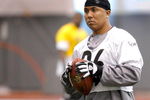 PITTSBURGH - MAY 01:  Hines Ward #86 of the Pittsburgh Steelers watches the wide receivers during rookie training camp at the Pittsburgh Steelers Practice Facility on May 1, 2009 in Pittsburgh, Pennsylvania.  (Photo by Joe Sargent/Getty Images)