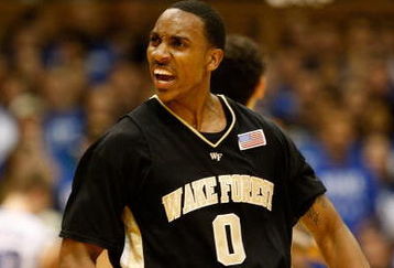 DURHAM, NC - FEBRUARY 22:  Jeff Teague #0 of the Wake Forest Demon Deacons reacts to making a basket against the Duke Blue Devils during their game at Cameron Indoor Stadium on February 22, 2009 in Durham, North Carolina.  (Photo by Streeter Lecka/Getty Images)