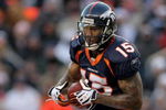 DENVER - DECEMBER 21:  Wide receiver Brandon Marshall #15 of the Denver Broncos makes a 24 yard reception before fumbling the ball to the Buffalo Bills in the third quarter during NFL action at Invesco Field at Mile High on December 21, 2008 in Denver, Colorado. The Bills defeated the Broncos 30-23.  (Photo by Doug Pensinger/Getty Images)
