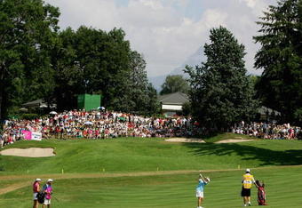 EVIAN, FRANCE - JULY 29:  Karrie Webb of Australia hits her third shot on the 15th hole during the final round of the Evian Masters on July 29, 2006 in Evian, France.  (Photo by Andrew Redington/Getty Images)