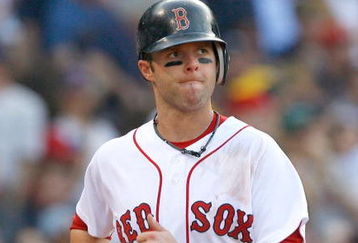 BOSTON - APRIL 25: Dustin Pedroia #15 of the Boston Red Sox reacts against the New York Yankees at Fenway Park on April 25, 2009 in Boston, Massachusetts. (Photo by Jim Rogash/Getty Images)