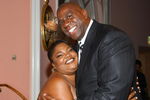 LOS ANGELES, CA - MAY 06:  Former NBA player Earvin 'Magic' Johnson (R) hugs comedian Mo'Nique during the USA TODAY Hollywood Hero honoring Magic Johnson at the Beverly Hills Hotel on May 6, 2008 in Los Angeles, California.  (Photo by Alberto E. Rodriguez/Getty Images for USA Today)