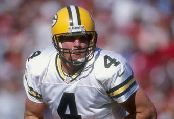 7 Dec 1997:  Quarterback Brett Favre #4 of the Green Bay Packers during the Packers 17-6 win over the Tampa Bay Buccaneers at Houlihan''s Stadium in Tampa, Florida. Mandatory Credit: Jamie Squire  /Allsport