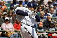 MILWAUKEE - MAY 14: Prince Fielder #28 of the Milwaukee Brewers hits the ball against the Florida Marlins on May 14, 2009 at Miller Park in Milwaukee, Wisconsin. The Brewers defeated the Marlins 5-3. (Photo by Jonathan Daniel/Getty Images)