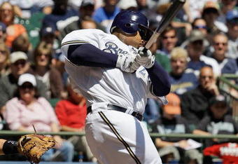 MILWAUKEE - MAY 14: Prince Fielder #28 of the Milwaukee Brewers hits the ball against the Florida Marlins on May 14, 2009 at Miller Park in Milwaukee, Wisconsin. The Brewers defeated the Marlins 5-3. (Photo by Jonathan Daniel/Getty Images)