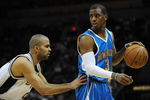 SAN ANTONIO - JANUARY 31:  Guard Chris Paul #3 of the New Orleans Hornets during play against Tony Parker #9 of the San Antonio Spurs on January 31, 2009 at AT&T Center in San Antonio, Texas.  NOTE TO USER: User expressly acknowledges and agrees that, by downloading and/or using this Photograph, user is consenting to the terms and conditions of the Getty Images License Agreement.  (Photo by Ronald Martinez/Getty Images)
