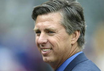 DETROIT - APRIL 8:  General Manager Dave Dombrowski of the Detroit Tigers smiles prior to the opening day game against the Minnesota Twins on April 8, 2004 at Comerica Park in Detroit, Michigan. The Tigers won the game, 10-6.  (Photo by Tom Pidgeon/Getty Images)