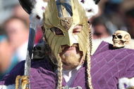 JACKSONVILLE, FL - NOVEMBER 23:  A costumed male Minnesota Viking fan shows support during the game against the Jacksonville Jaguars at Jacksonville Municipal Stadium on November 23, 2008 in Jacksonville, Florida.  (Photo by Sam Greenwood/Getty Images)