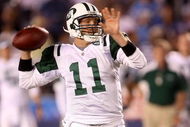 SAN DIEGO - SEPTEMBER 22:  Kellen Clemens #11 of the New York Jets throws the ball in the fourth quarter against the San Diego Chargers on September 22, 2008 at Qualcomm Stadium in San Diego, California.  (Photo by Stephen Dunn/Getty Images)