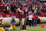 SAN FRANCISCO - JANUARY 01: Brandon Lloyd #85 of the San Francisco 49ers celebrates after scoring a touchdown in the second quarter against the Houston Texans on January 1, 2006 at Monster Park in San Francisco, California.  (Photo by Stephen Dunn/Getty Images)