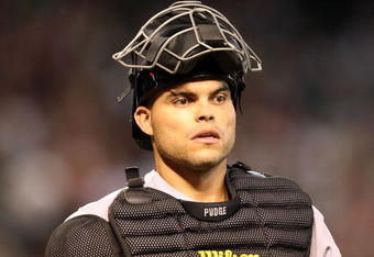 PHOENIX - JUNE 14:  Catcher Ivan Rodriguez #12 of the Houston Astros during the major league baseball game against the Arizona Diamondbacks at Chase Field on June 14, 2009 in Phoenix, Arizona. The Astros defeated the Diamondbacks 8-3.  (Photo by Christian Petersen/Getty Images)