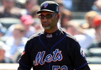 NEW YORK - MAY 13: Manager Jerry Manuel of the New York Mets looks on against the Atlanta Braves on May 13, 2009 at Citi Field in the Flushing neighborhood of the Queens borough of New York City.  (Photo by Jim McIsaac/Getty Images)