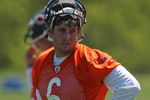 LAKE FOREST, IL - MAY 20: Jay Cutler #6 of the Chicago Bears watches during an organized team activity (OTA) practice on May 20, 2009 at Halas Hall in Lake Forest, Illinois. (Photo by Jonathan Daniel/Getty Images)