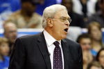 ORLANDO, FL - JUNE 14:  Head coach Phil Jackson of the Los Angeles Lakers calls out in the first half against the Orlando Magic in Game Five of the 2009 NBA Finals on June 14, 2009 at Amway Arena in Orlando, Florida.  NOTE TO USER:  User expressly acknowledges and agrees that, by downloading and or using this photograph, User is consenting to the terms and conditions of the Getty Images License Agreement.  (Photo by Ronald Martinez/Getty Images)