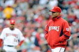WASHINGTON - APRIL 13:  Manager Manny Acta of the Washington Nationals walks out to the pitchers mound during the game against the Philadelphia Phillies at Nationals Park on April 13, 2009 in Washington, DC.  (Photo by Greg Fiume/Getty Images)