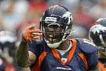 HOUSTON - AUGUST 9: Brandon Marshall #15 of the Denver Broncos reacts on the field during the game against the Houston Texans at Reliant Stadium on August 9, 2008 in Houston, Texas. (Photo by: Ronald Martinez/Getty Images)