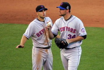 SAN FRANCISCO - MAY 17:  David Wright #5 speaks to Mike Pelfrey #34 of the New York Mets after two runners got on base in the sixth inning of their game against the San Francisco Giants during their game at AT&T Park on May 17, 2009 in San Francisco, California.  (Photo by Ezra Shaw/Getty Images)