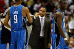 CLEVELAND - MAY 28: Jameer Nelson of the Orlando Magic gestures towards teammate Rashard Lewis #9 during Game Five of the Eastern Conference Finals against the Cleveland Cavaliers during the 2009 Playoffs at Quicken Loans Arena on May 28, 2009 in Cleveland, Ohio. NOTE TO USER: User expressly acknowledges and agrees that, by downloading and or using this photograph, User is consenting to the terms and conditions of the Getty Images License Agreement  (Photo by Gregory Shamus/Getty Images)