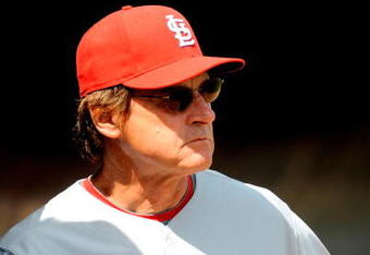 FORT LAUDERDALE, FL - FEBRUARY 26: Manager Tony LaRussa of the St Louis Cardinals looks on during a spring training game against the Baltimore Orioles at Fort Lauderdale Stadium on February 26, 2009 in Fort Lauderdale, Florida. (Photo by Rob Tringali/Getty Images)