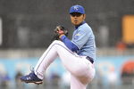 KANSAS CITY, MO - APRIL 12:  Relief pitcher Joakim Soria #48 of the Kansas City Royals throws a pitch against the New York Yankees on April 12, 2009 at Kauffman Stadium in Kansas City, Missouri. The Royals won 6-4. (Photo by G. Newman Lowrance/Getty Images)