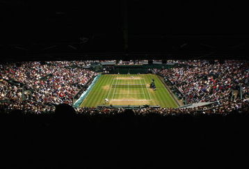 LONDON - JULY 06:  A general view of Centre Court during the men's singles Final match between Roger Federer of Switzerland and Rafael Nadal of Spain on day thirteen of the Wimbledon Lawn Tennis Championships at the All England Lawn Tennis and Croquet Club on July 6, 2008 in London, England.  (Photo by Ian Walton/Getty Images)