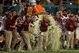 MIAMI - JANUARY 01:  Head coach Frank Beamer of the Virginia Tech Hokies gets gatorade dump on him by his players on their way to winning against the Cincinnati Bearcats during the FedEx Orange Bowl at Dolphin Stadium on January 1, 2009 in Miami, Florida.  (Photo by Doug Benc/Getty Images)