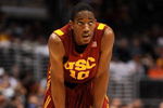 LOS ANGELES, CA - MARCH 14:  Guard DeMar DeRozan #10 of the USC Trojans stands on the court during the game against the Arizona State Sun Devils in the Pacific Life Pac-10 Men's Basketball Tournament Championship Game at the Staples Center on March 14, 2009 in Los Angeles, California.  (Photo by Harry How/Getty Images)