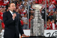 DETROIT - JUNE 12: NHL commissioner Gary Bettman speaks before presenting the Stanley Cup to the Pittsburgh Penguins after defeating the Detroit Red Wings in Game Seven of the 2009 NHL Stanley Cup Finals at Joe Louis Arena on June 12, 2009 in Detroit, Michigan. (Photo by Jim McIsaac/Getty Images)