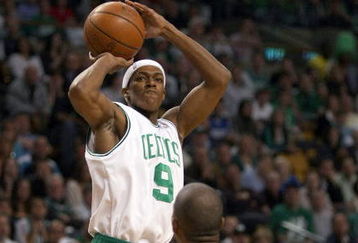 BOSTON - MAY 17:  Rajon Rondo #9 of the Boston Celtics takes a shot as Rafer Alston #9 of the Orlando Magic defends in Game Seven of the Eastern Conference Semifinals during the 2009 NBA Playoffs at TD Banknorth Garden on May 17, 2009 in Boston, Massachusetts. NOTE TO USER: User expressly acknowledges and agrees that, by downloading and or using this photograph, User is consenting to the terms and conditions of the Getty Images License Agreement.  (Photo by Elsa/Getty Images)
