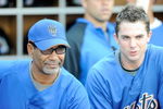 WASHINGTON - AUGUST 12:  Manager Jerry Manuel and David Wright #5 of the New York Mets talk before a game against the Washington Nationals August 12, 2008 at Nationals Park in Washington, DC.   (Photo by Greg Fiume/Getty Images)