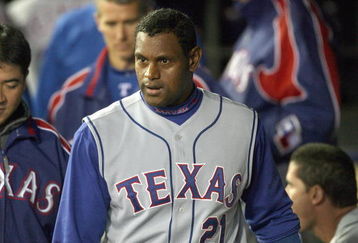 SEATTLE - APRIL 14: Sammy Sosa #21 of the Texas Rangers celebrates after hitting a two run homer against the Seattle Mariners on April 14, 2007 at Safeco Field in Seattle, Washington. (Photo by Otto Greule Jr/Getty Images)