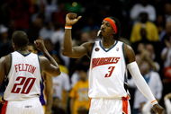 CHARLOTTE, NC - MARCH 31:  Gerald Wallace #3 and Raymond Felton #20 of the Charlotte Bobcats react after a play during their game against the Los Angeles Lakers at Time Warner Cable Arena on March 31, 2009 in Charlotte, North Carolina.  NOTE TO USER: User expressly acknowledges and agrees that, by downloading and/or using this Photograph, user is consenting to the terms and conditions of the Getty Images License Agreement.  (Photo by Streeter Lecka/Getty Images)