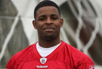 SANTA CLARA, CA - MAY 01:  Michael Crabtree #15 of the San Francisco 49ers looks on at practice during the 49ers Minicamp at their training facilities on May 1, 2009 in Santa Clara, California. Crabtree was the 49ers first round draft pick.  (Photo by Jed Jacobsohn/Getty Images)
